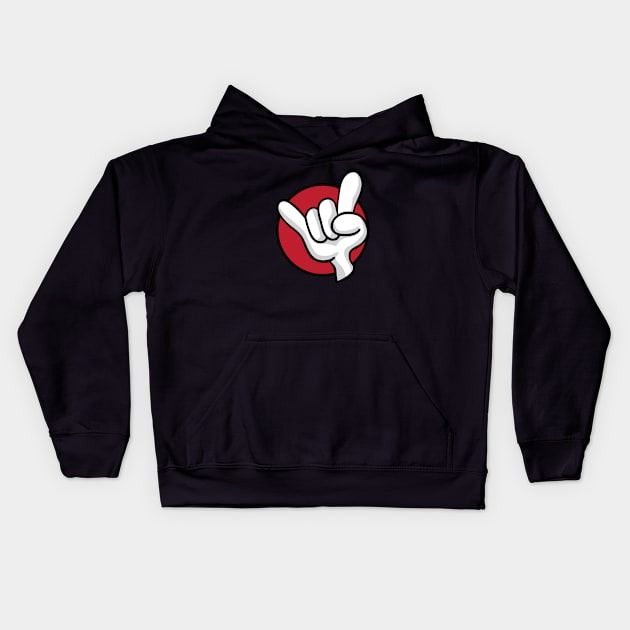 Heavy Metal Hard Rock Hand Sign Cartoon Kids Hoodie by hobrath